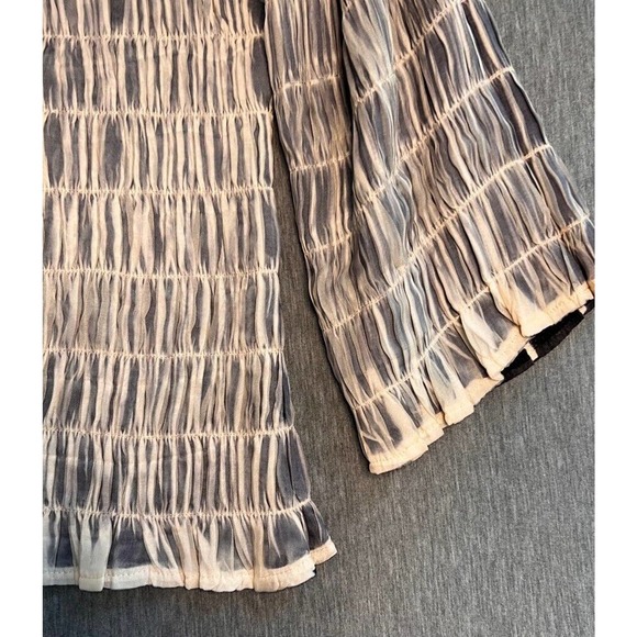 Chicos Womens Open Front Cardigan Jacket Blue Ivory Waist Length Pintucked 1 - Picture 2 of 7